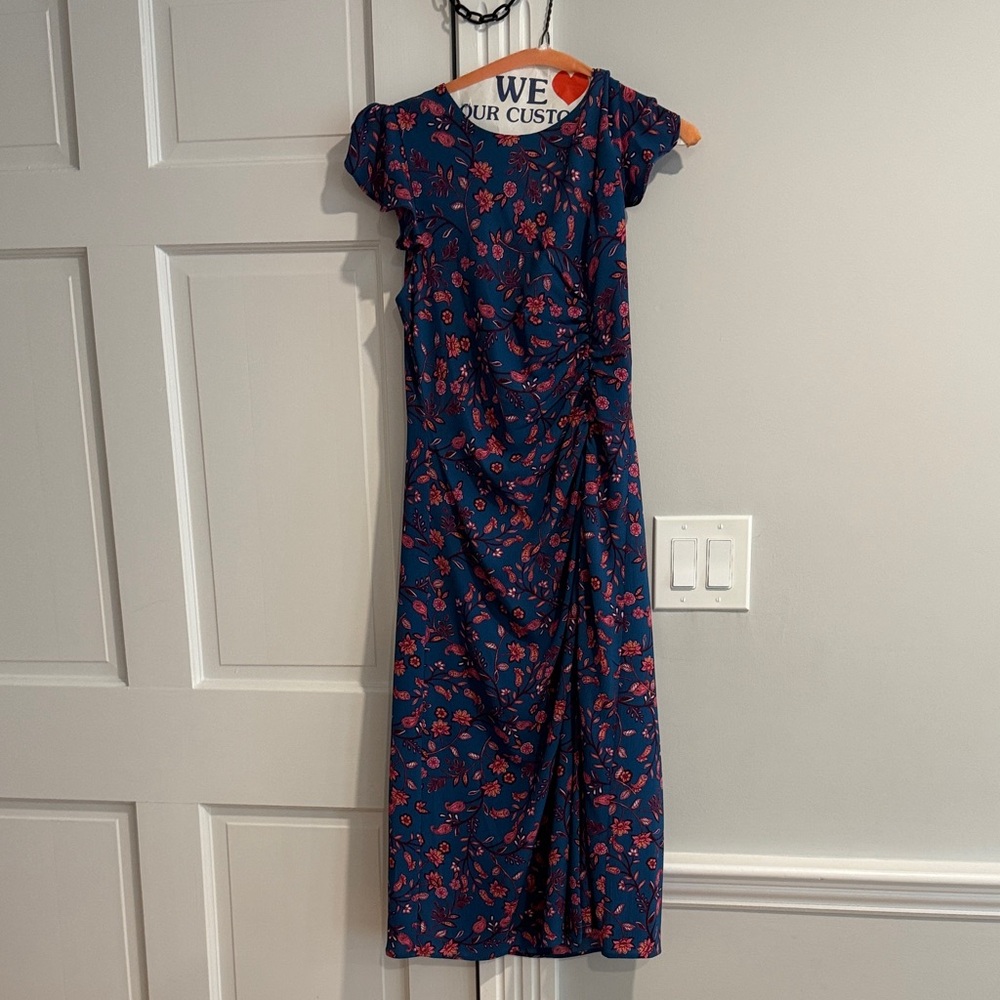 Vince Camuto Navy Floral Midi Dress